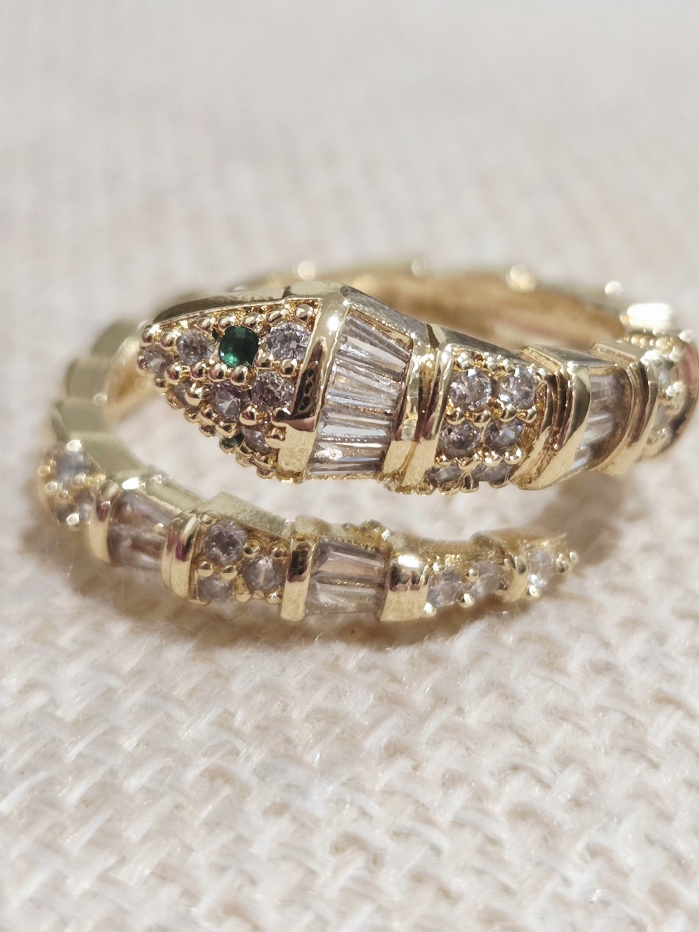 Gold Snake Wrap Ring with Emerald Accent